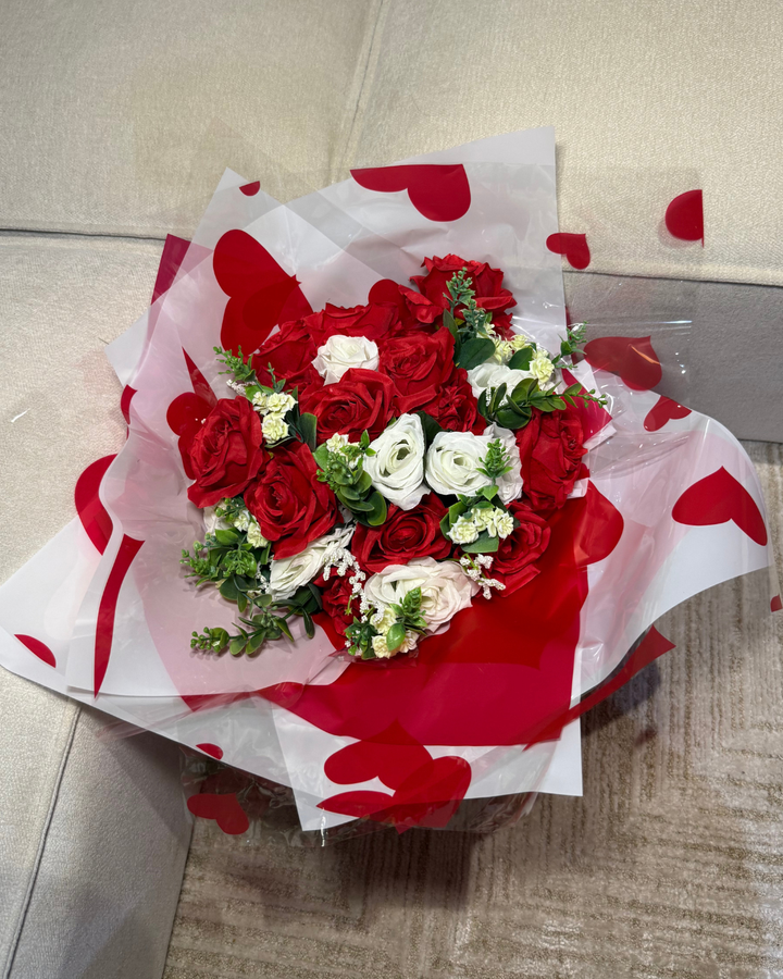 Red & Ivory Forever Mixed Rose Bouquet