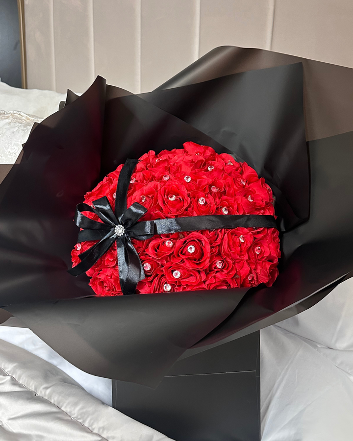50 Red Bow Forever Roses