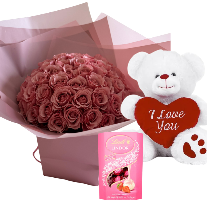 50 Pink Forever Roses Bundle
