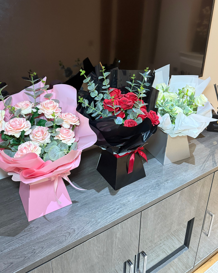 Forever Red Rose & Eucalyptus Flower Box