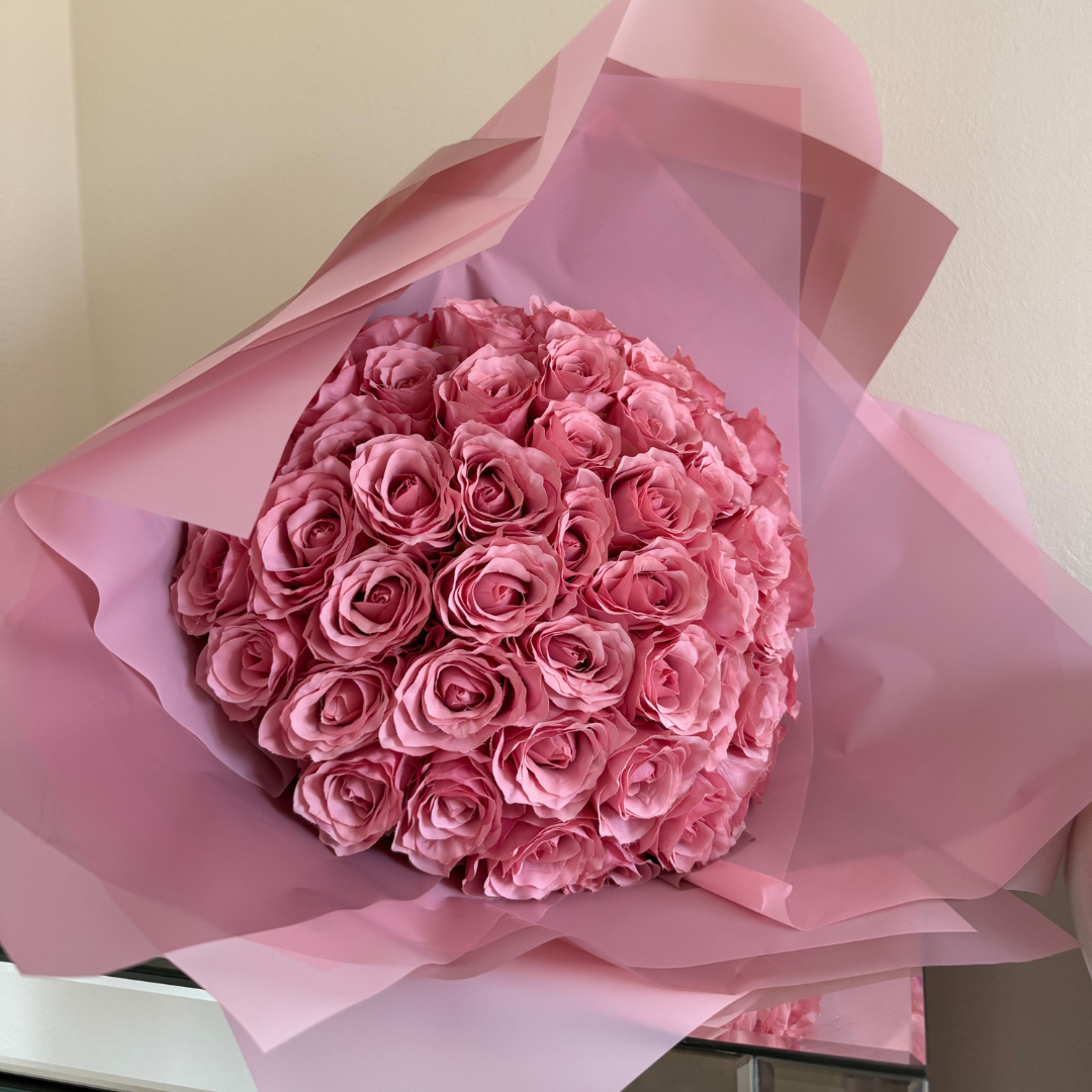 50 Pink Forever Roses Bundle