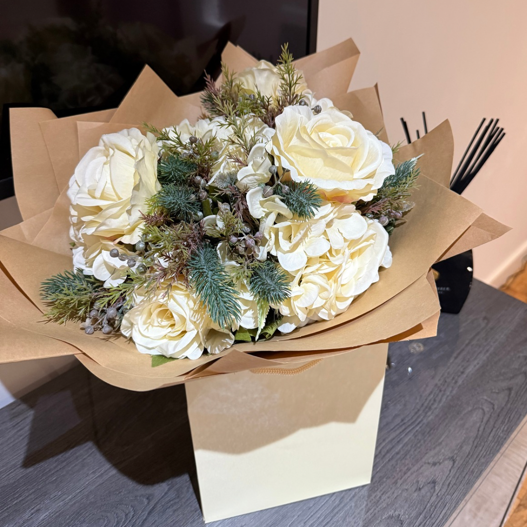 NEW! White Rose Hydrangea Forever Bouquet