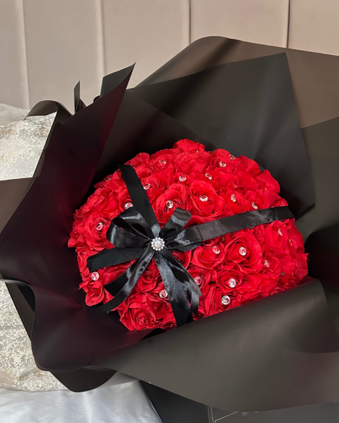 50 Red Bow Forever Roses