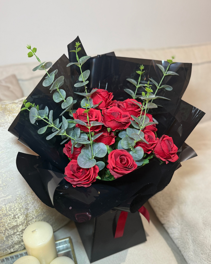 Forever Red Rose & Eucalyptus Flower Box