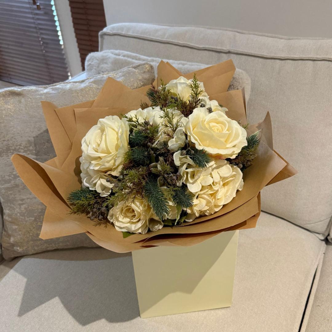 NEW! White Rose Hydrangea Forever Bouquet