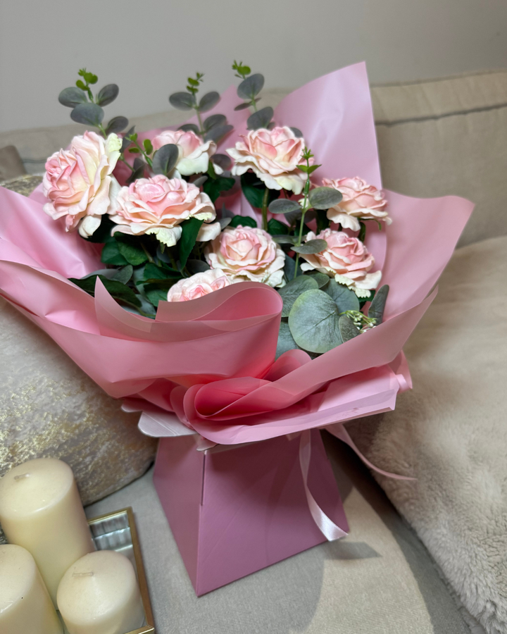 Forever Pink Rose & Eucalyptus Flower Box