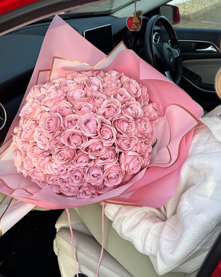 100 Pink Forever Roses