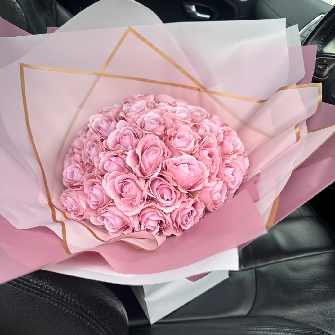 Pink Forever Roses 50 Pink Forever Rose Bouquet – Flower Box&Co.