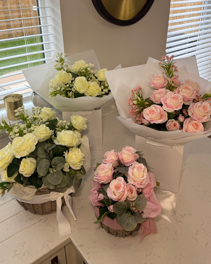 Petite Pink Blooming Basket